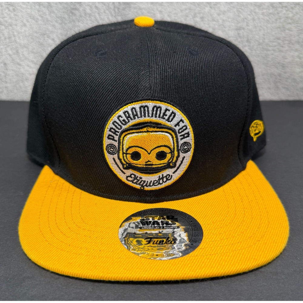 Funko Star Wars Snapback Hat Mens OSFM Black Yellow‎ C-3PO Smugglers Bounty Cap